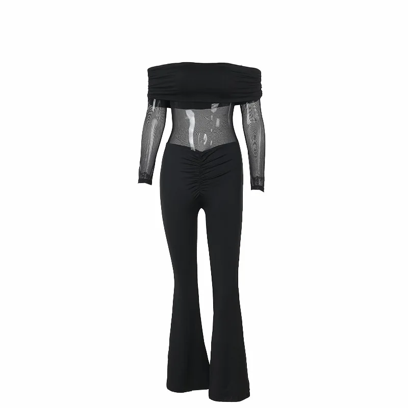 Combinaison à manches longues pour femmes, nouveau Type, Style de rue, mode de rue, couture en maille, épaules dénudées, meilleure vente, automne 2025