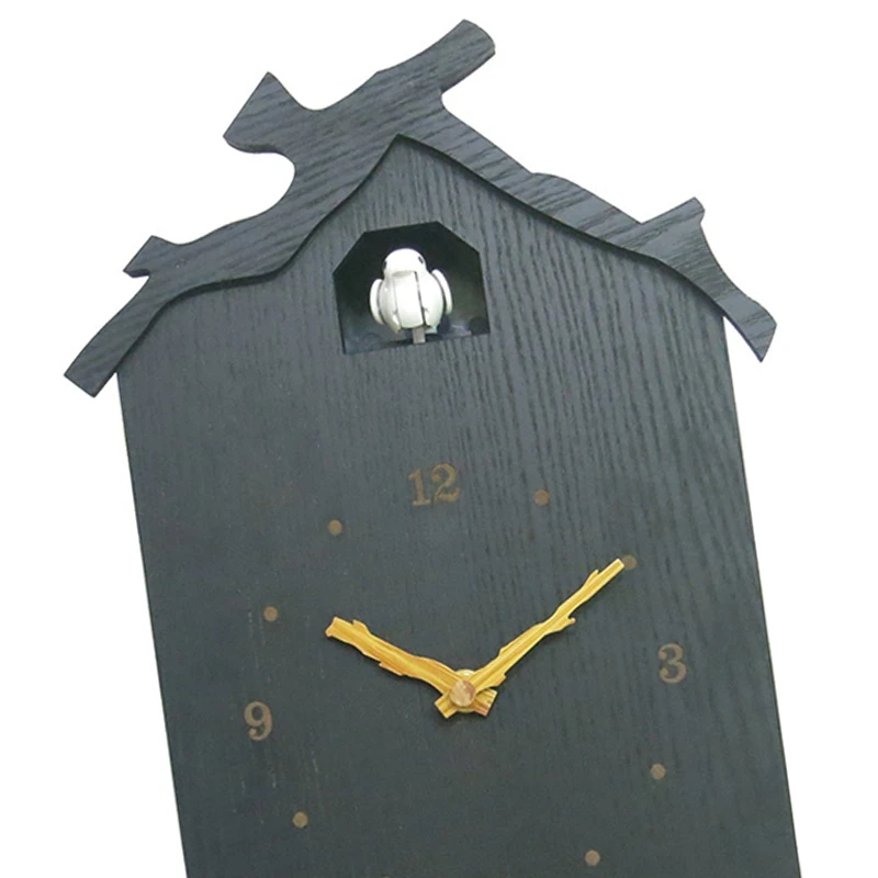 Birdhouse Modern Cuckoo Clock Natural Bird Call Pendulum Wall Clock Kids Gifts - Battery Operated