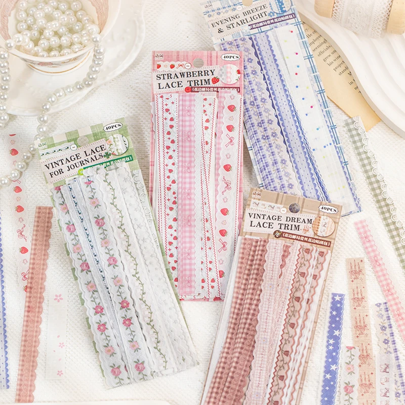 Mr. Paper Lace Post Office Sticker Pack of 40 Sheets, Lace Washi Design, Vintage Journal Decoration, Creative Collage Materials