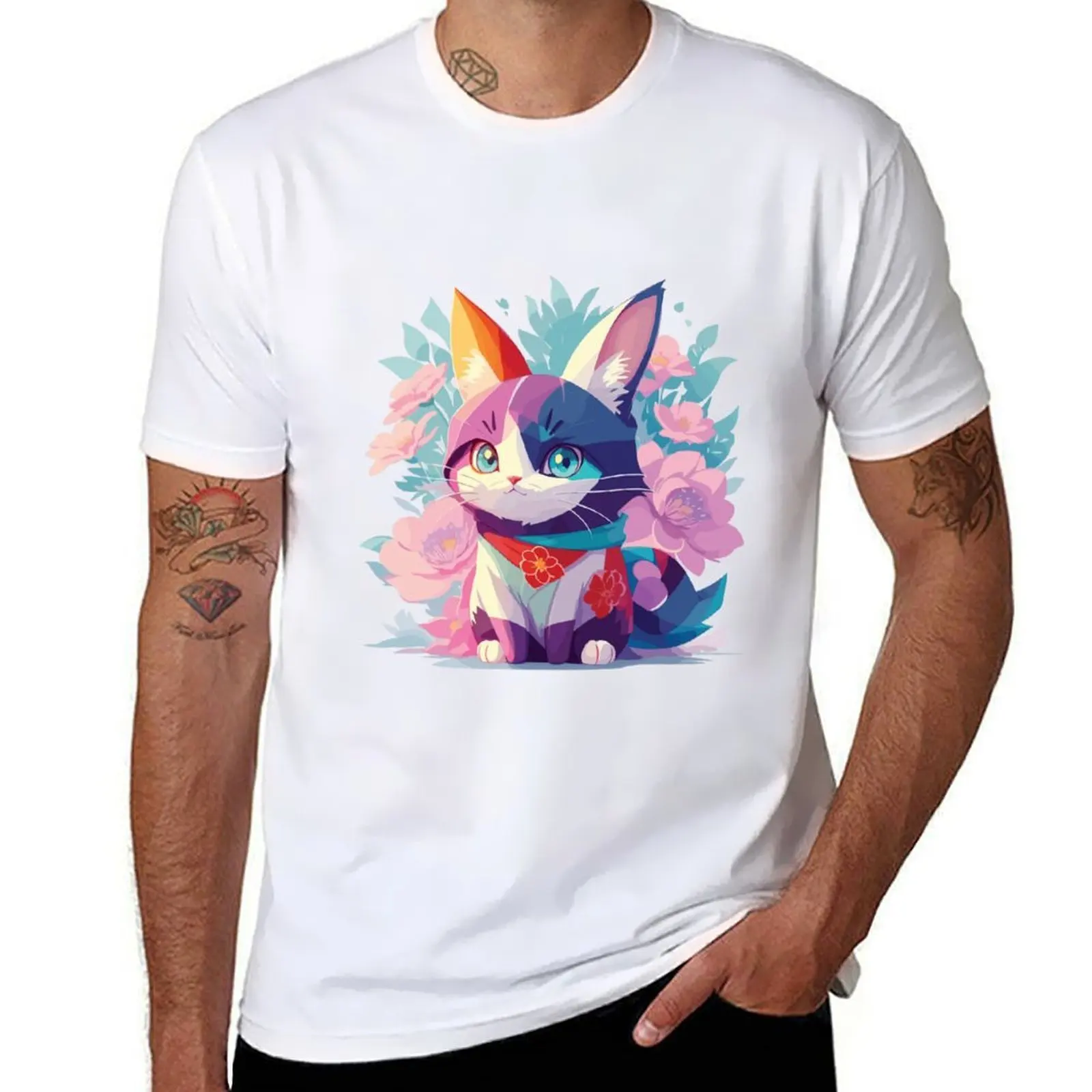 

Ninja Cat T-Shirt man t shirts high quality luxury brand t shirt men 100% cotton luxury brand T-Shirt