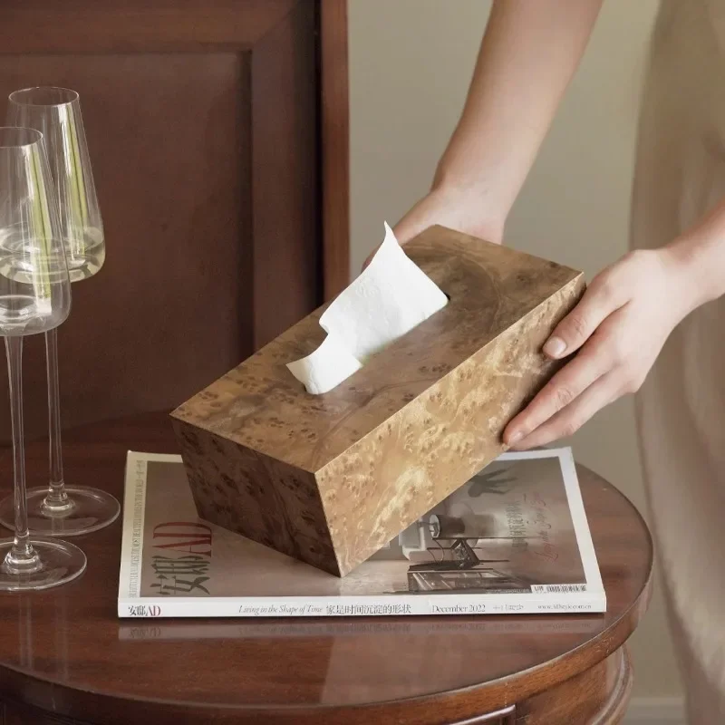 Retro Tissue Box Rectangular Tissue Storage Case Aesthetic Luxury Napkin Boxes Decorative Pull Out Napkin Cases Table Decoration