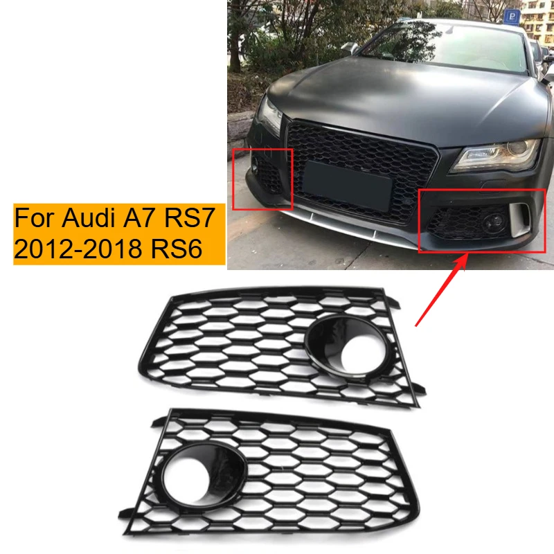 

For Audi A7 RS7 2012 2013 2014 2015-2018 RS6/A6 Fog Light Frame Grille Bumper Fog Light Shade Frame Out Trend Decorative Black