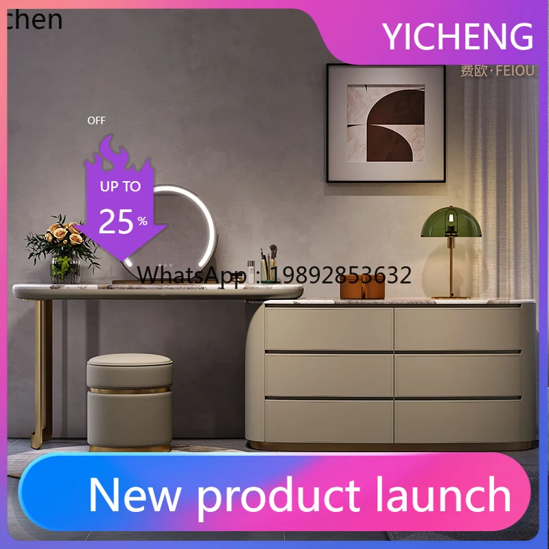 

LYY Dresser Marble Premium Villa Large Flat Solid Wood Bedside Bucket Cabinet Makeup Table