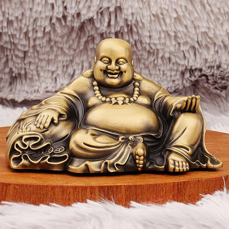 

Brass Maitreya Buddha Statue for Home Living Room Shop Ancestral Hall Worship Smiling Face Buddha Ceremony Offering Buddha Openi