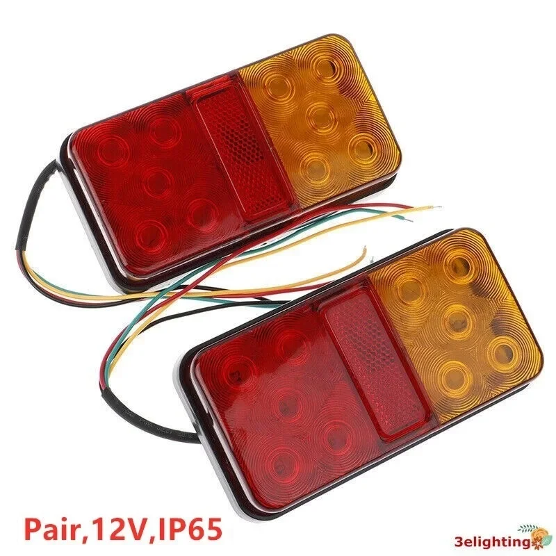 10 LEDs Waterproof Trailer Tail Light Kit Pair 4 Core Wire Plug E-MARK Approved For Caravan Boat Ute Truck RV