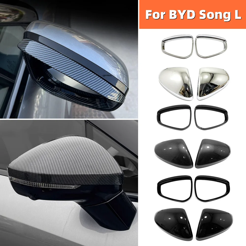 For BYD Song L 2024 2025 ABS Carbon fiber Rearview Mirror Cover Side Wing Rear View Mirror Cover Trim Car exterior Accessories