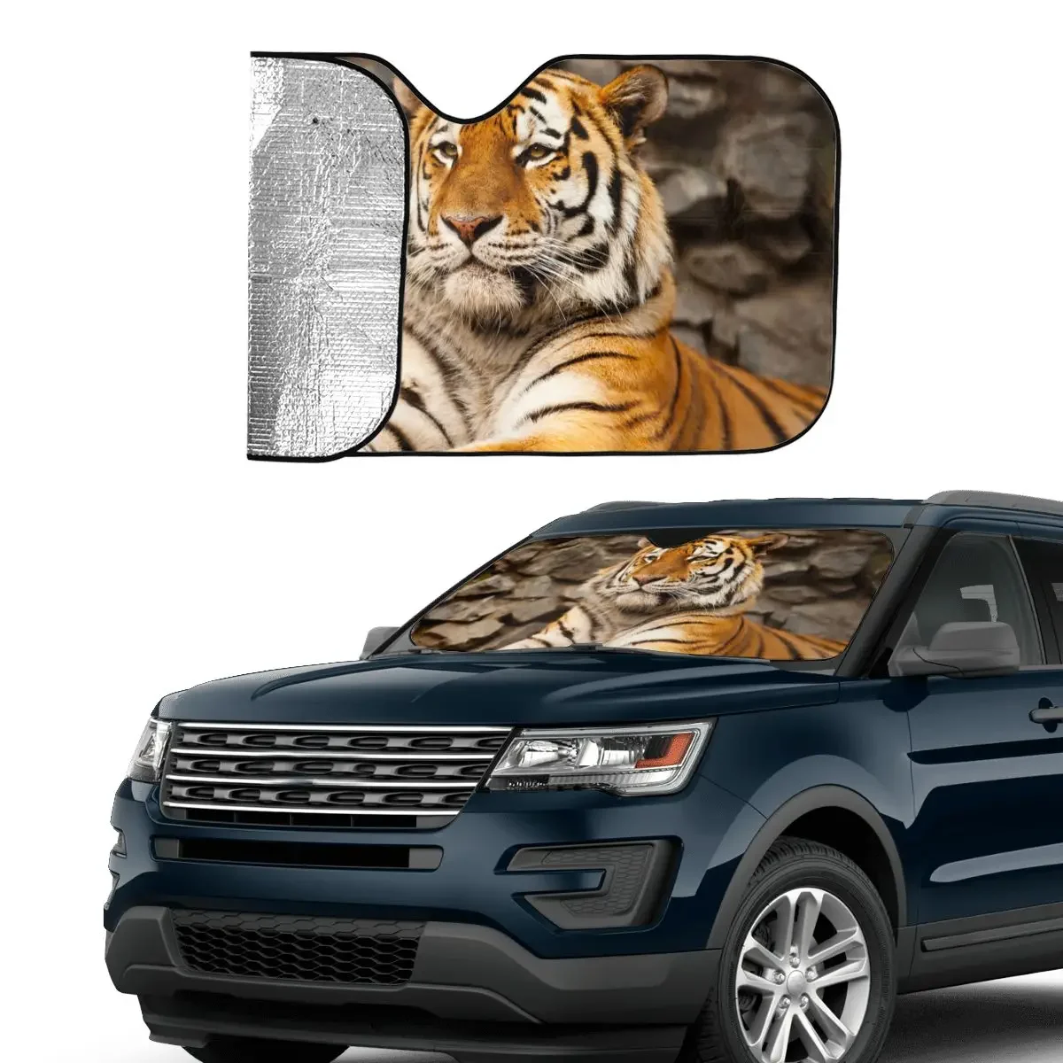 Siberian Tiger Windshield Sunshade Animal Lovers Universal Cover Front Block Window Sunshade Visor Ice Shield Dust Protection