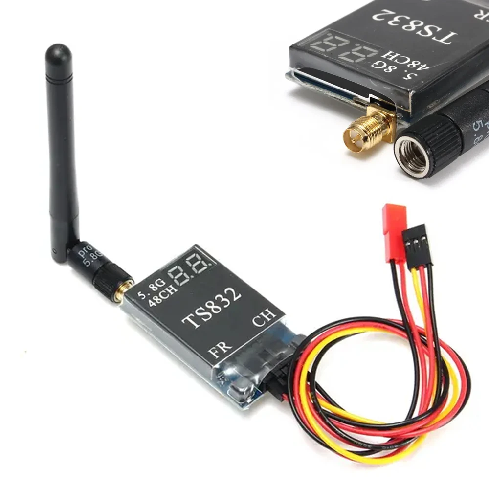 송신기 TS832 48CH 5.8G 600mw 5km 무선 AV NTSC / PAL 자동 비디오 형식 및 FPV 쿼드콥터 레이싱 드론용 1000TVL 카메라