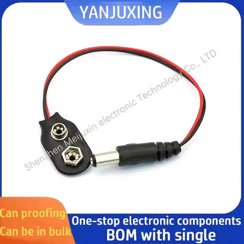 2pcs/lot 9v Battery cable Type I with power plug with 5.5*2.1DC head battery box