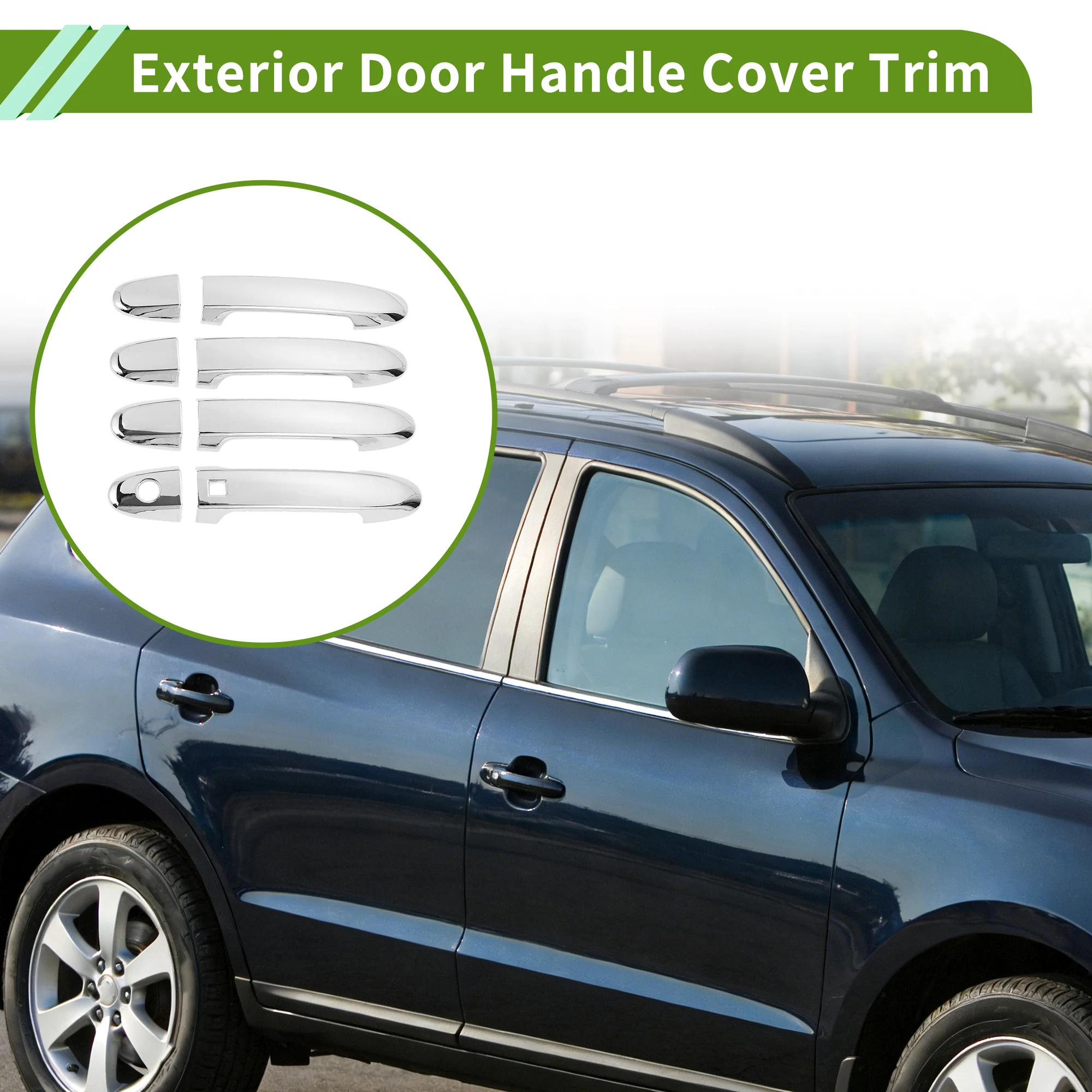 

UXCELL Exterior Door Handle Cover Trim Door Handle Cover for Hyundai SantaFe 2007-2012 Smart Silver Tone 1 Set