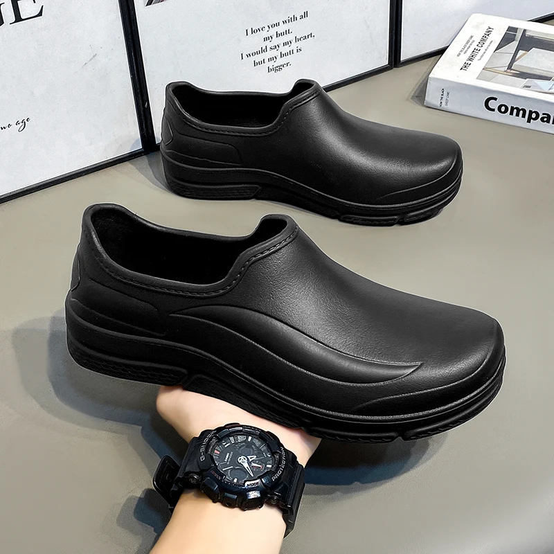 Unisex Einteilige EVA Vollständig Wasserdichte und Ölbeständige Slip-On Kochschuhe, Rutschfeste Dickbesohlte Multifunktionale Arbeitssandalen für Re – Detail 3