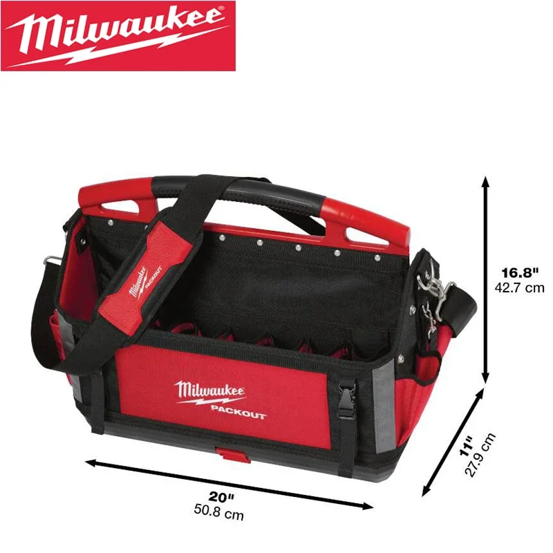 Milwaukee 48-22-8320 PACKOUT Stackable Type Tote 32 Pockets Zipper Style Hand Tools Spare Parts Storage Kit Durable Tool Bag