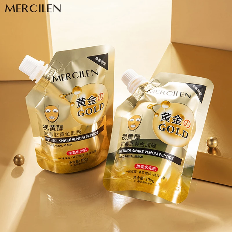Retinol Snake Venom Peptide Gold Mask 100g Desalination Fine Wrinkle Tightening Tearable Anti-Wrinkle Soft Mask Shrink Pores