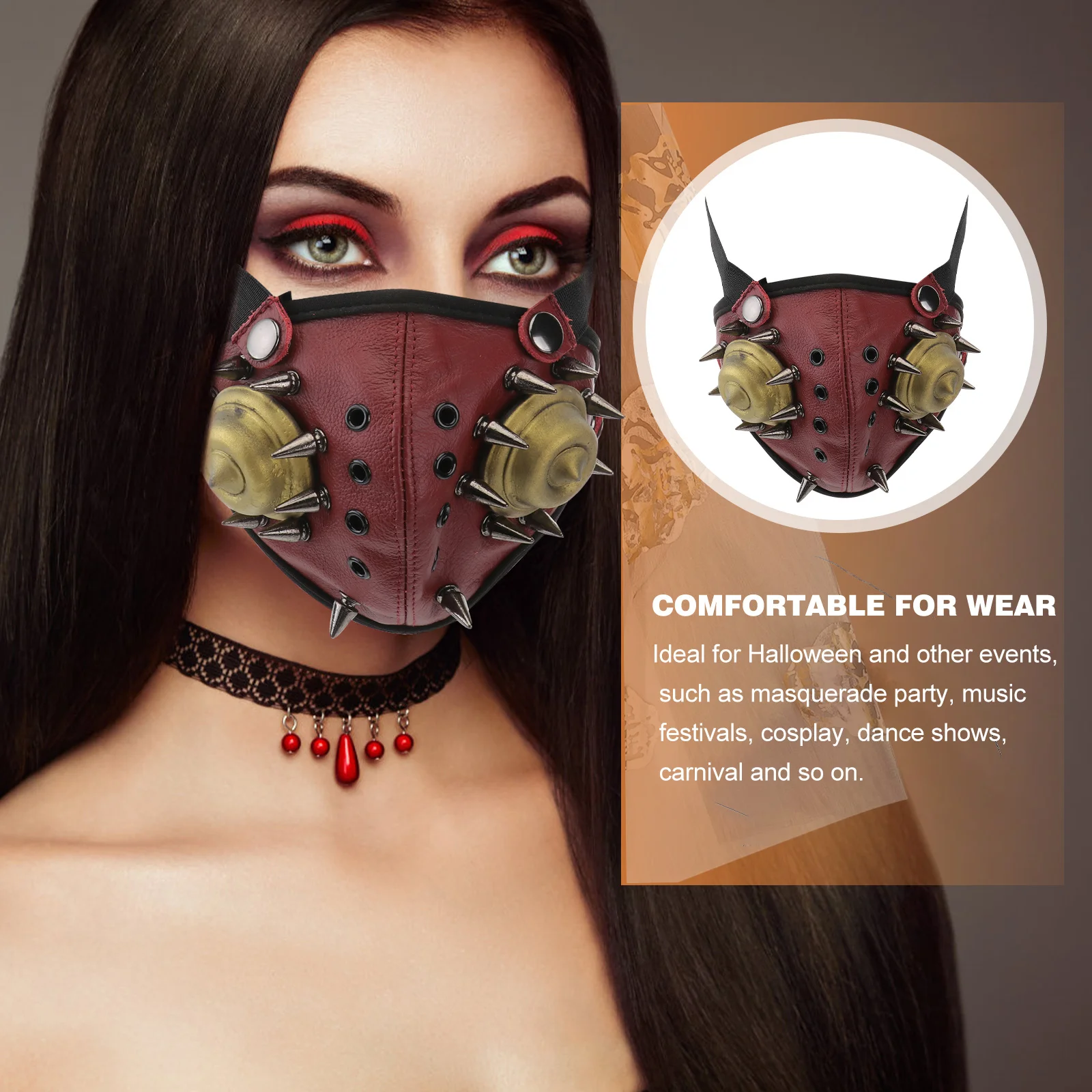 

1pc Rivet Guard Dog Mask Punk Style Masquerade Face Decor For Halloween Easter Festival Costume Party Cosplay Carnival Hip Hop