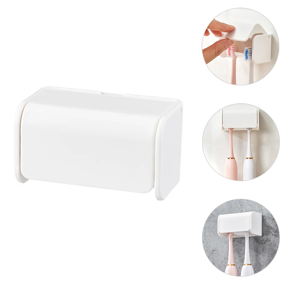 Toothbrush Holder with Cover Adhesive Organizer for Wall Rack Shower Brushing Kids