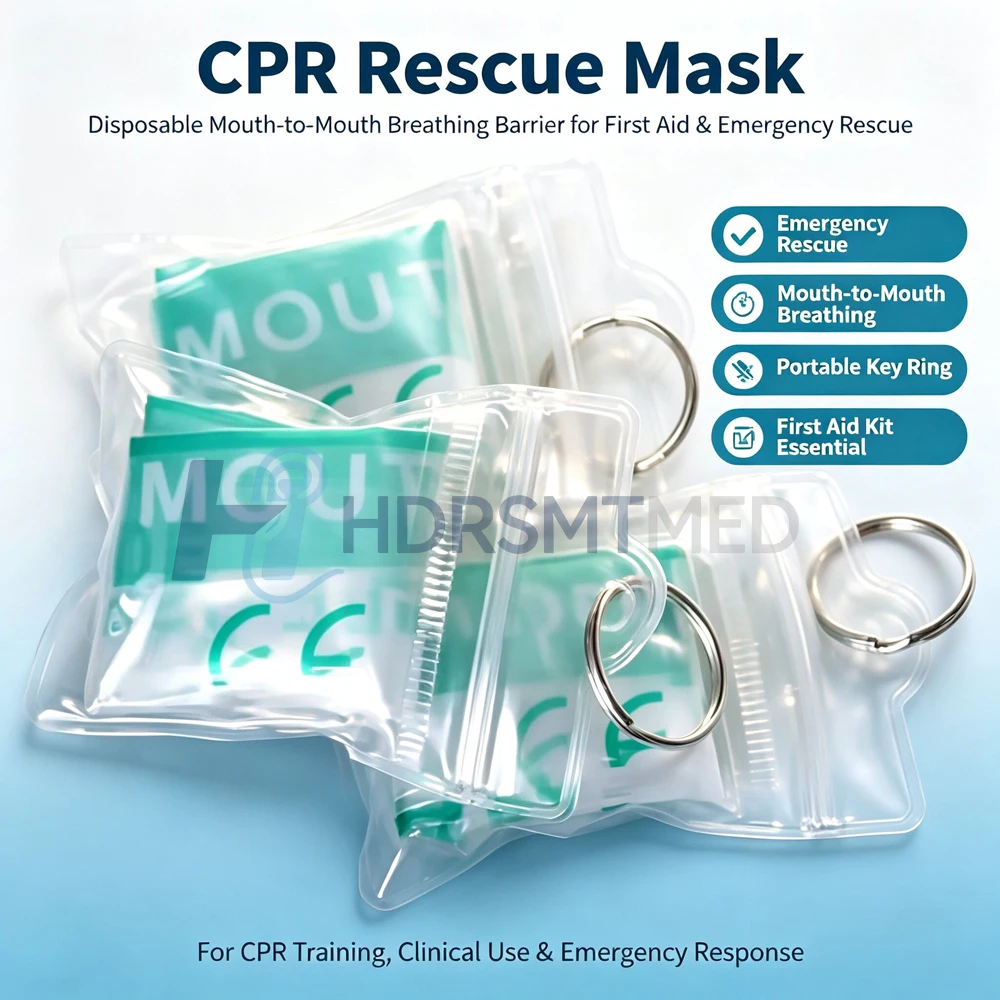 1-100PCS Waterproof PVC CPR Mask with Keychain for First Aid Heart Rescue Recovery Breathing Resuscitator Mask