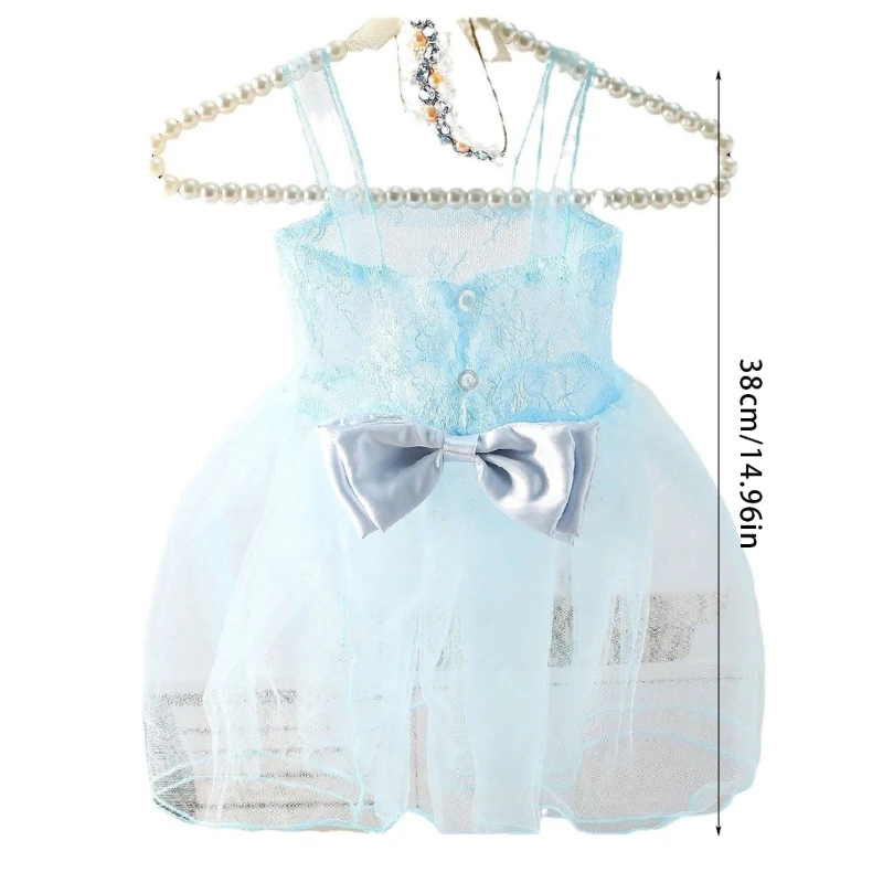 Breathable Newborns Bowknot Dress with Matching Headband Pearls Headwear Set