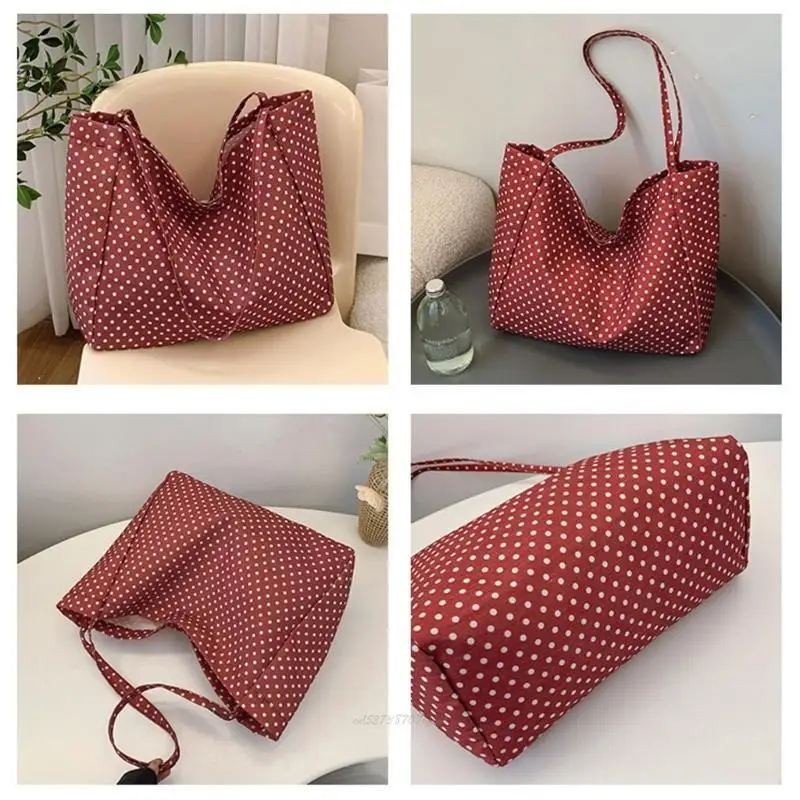 X5XA حقيبة منقطة معاصرة للاستخدام اليومي حقائب قماش خفيفة الوزن تحت الإبط تصميم واسع مع حزام كتف مريح