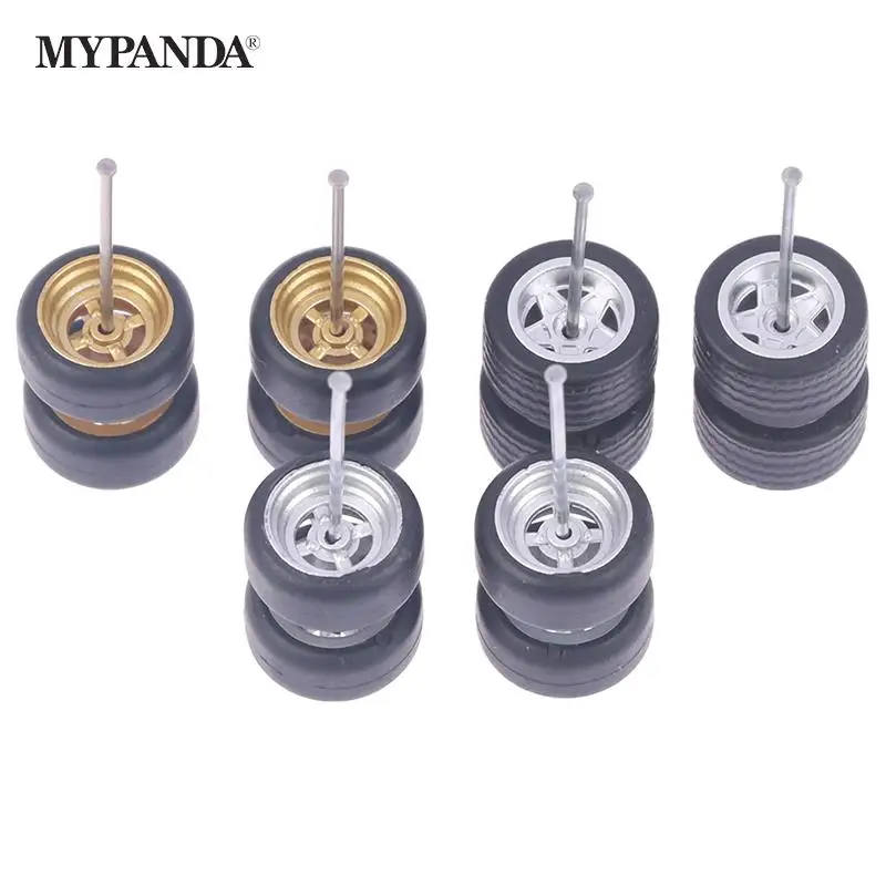 1/64 Wheels Model Car Wheels For Hotwheels With Rubber Tire Model Model Car Modified Parts Toys Power RefitCar Model Parts Set