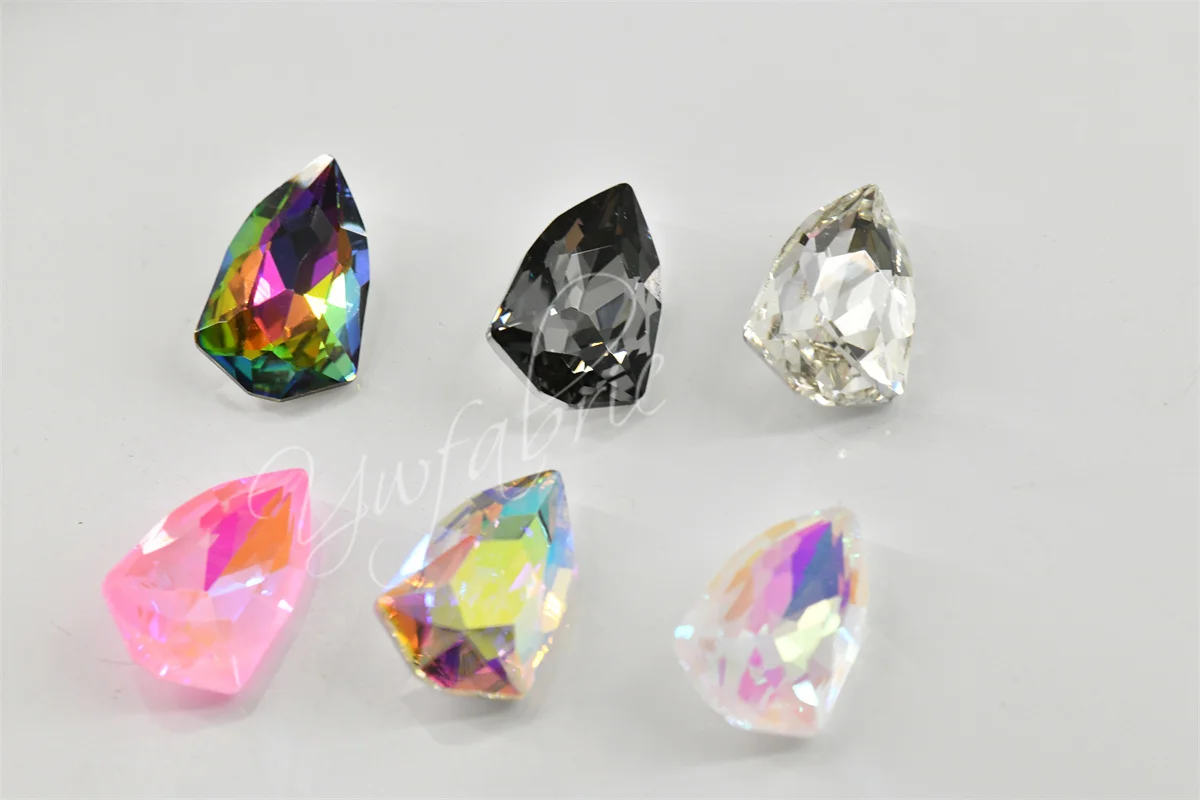 72pcs wholesale glass beads Shield shape rhinestones faceted gem stones glass crystals for crafts clear AB 15mmx24mm