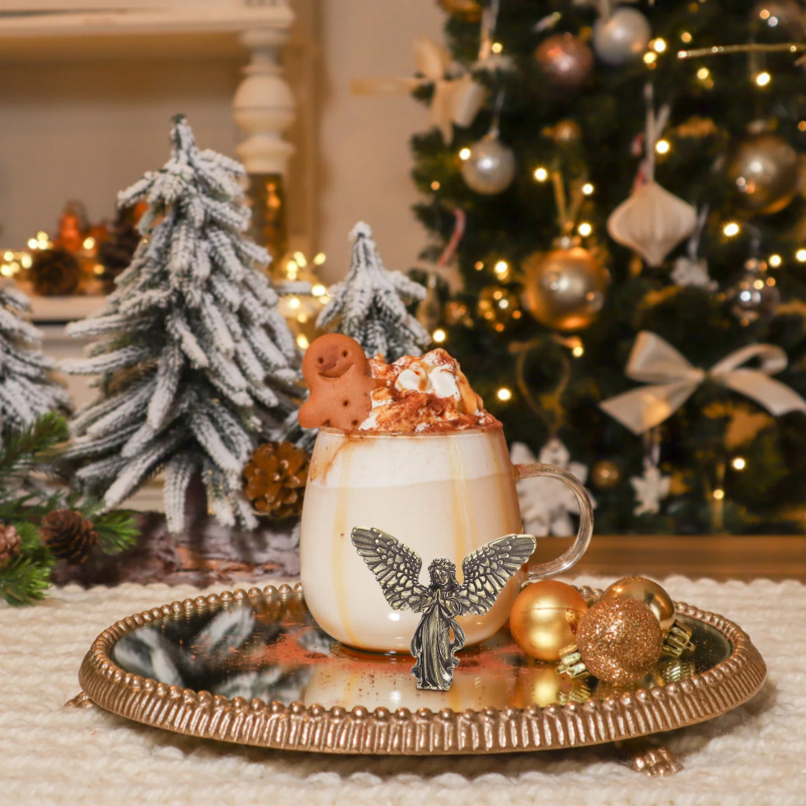 

Brass Angel Miniature Statue Guardian Wings Sculpture Decorative Cupid Ornament Home Garden Protection Blessings