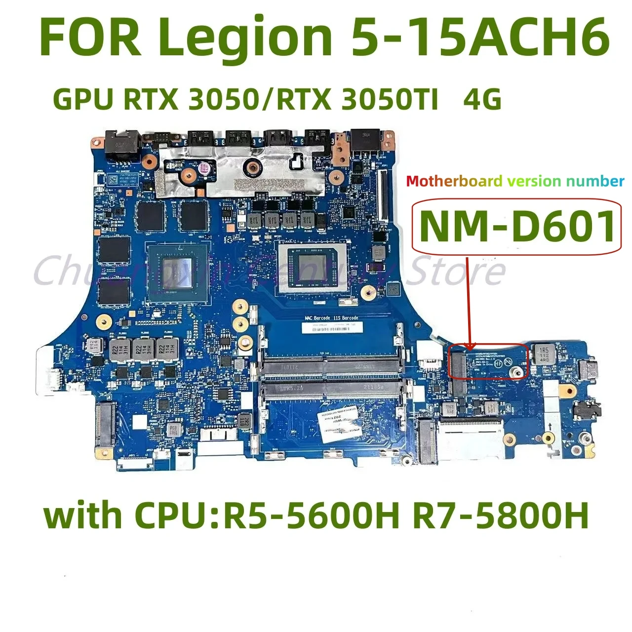 

NM-D601 For Lenovo Legion 5-15ACH6 Laptop motherboard With:R5-5600H R7-5800H CPU GPU:GTX 1650/3050/3050TI 4G 100% fully tested