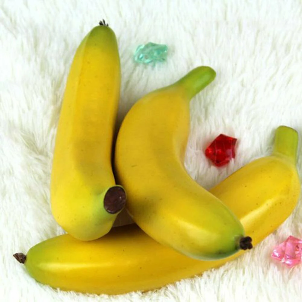 2x Plastic Foam Artificial Banana Simulation Fruit Model Funny Gift Fruit Shop Decor Practical Home Decor