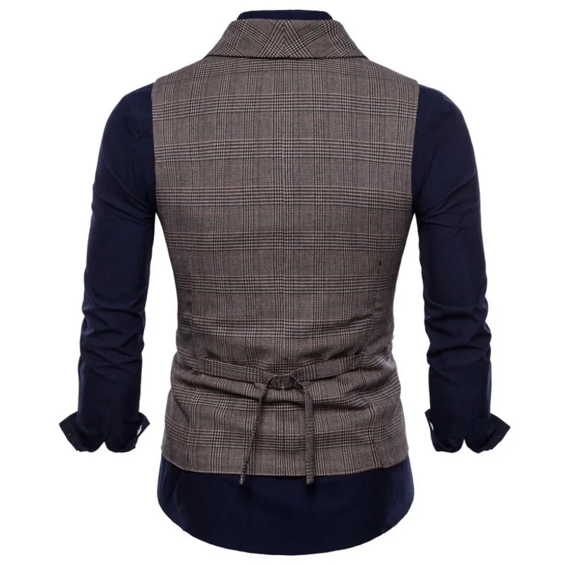 #4823 Spring 2023 Vintage Formal Vests For Men Slim Elegant Plaid Men\'s Vest Waistcoat Double Breasted Suits Vest Plus Size 4XL