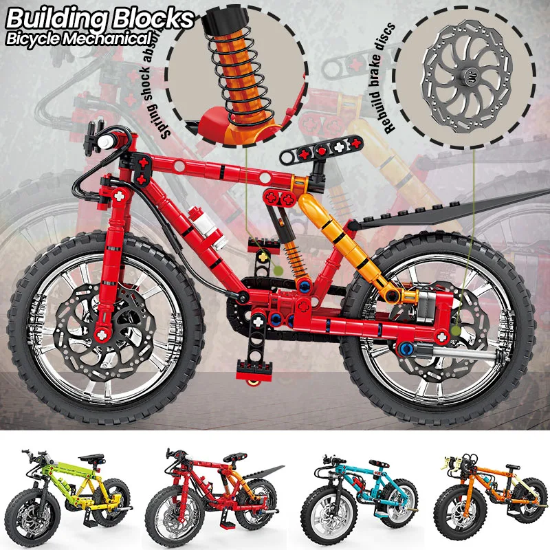 Fahrrad-Baukasten Mechanisches Bewegungsset Mountainbike DIY Montage-Bausteine Modell-Spielzeug für Kinder Erwachsene Deko Geburtstagsgeschenk