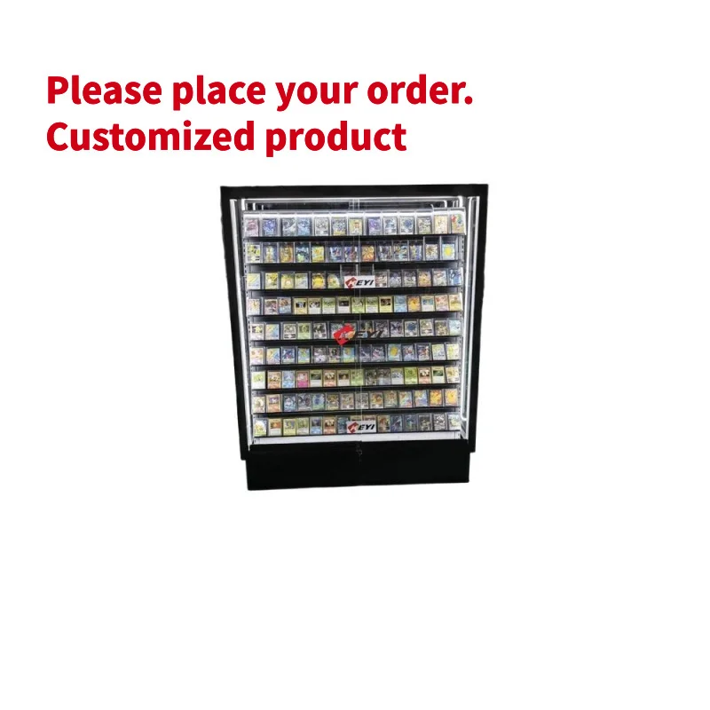 custom.Modern Metal Glass Customizable Shelves Trading Cards Display Rack-Eco-Friendly Easy Assembly Freestanding Game Store