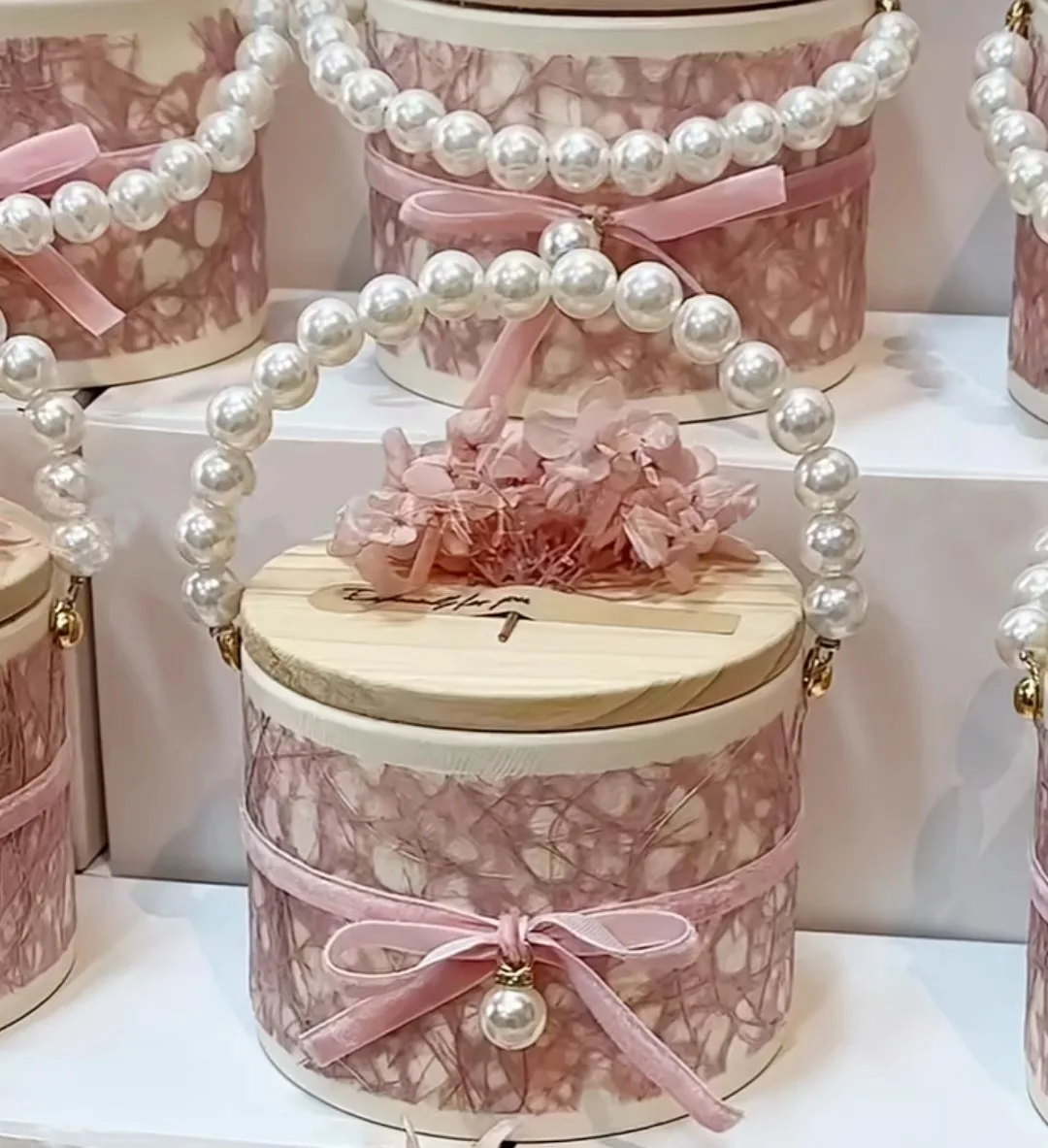 

10Pcs Cylindrical Pearl handles Gift Box Wedding Candy Packaging Boxes Party Favour Baby Shower Festival Supplies
