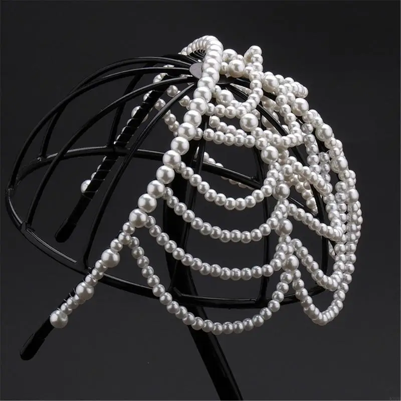 

Fashionable Pearls Mesh Forehead Decoration Elegant Hairpieces Suitable For Stylish Women Seeking Unique Charm At Event