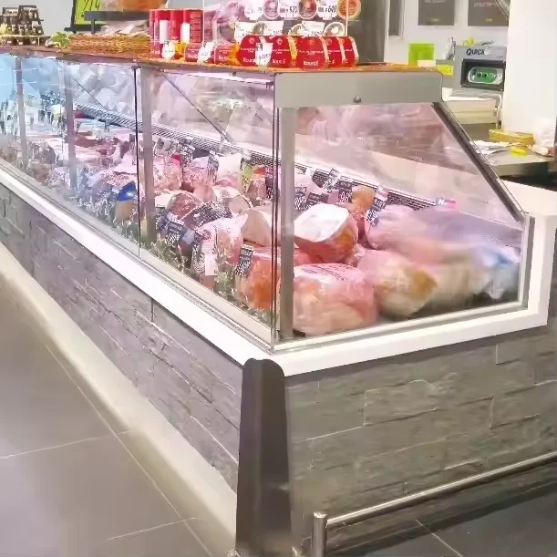 Customized Service Counter Showcase Meat Refrigerator Freezer Used In Supermarket Commercial Display System