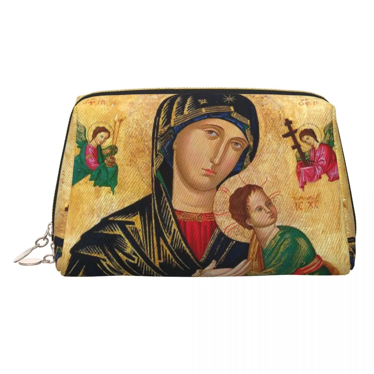 Bolsa de cosméticos de ayuda Nuestra Señora Perpetua, organizador de maquillaje de artículos de tocador de la Virgen María católica romana, Kit Dopp de almacenamiento de belleza para mujer