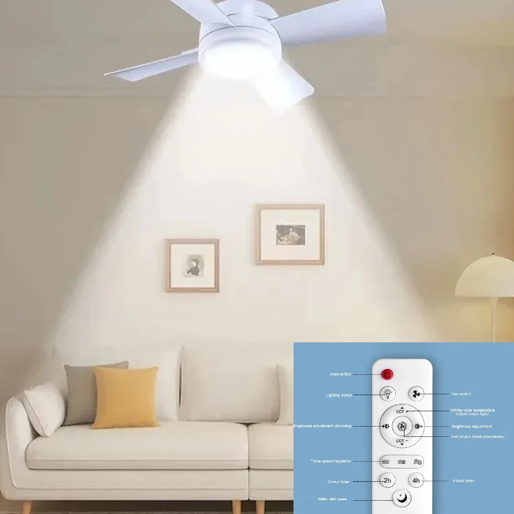 Modern and simple ceiling fan with light smart remote control dimming LED Ceiling fan for living room kitchen bedroom room lamps