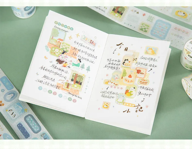 1–6 Rollen frische und beruhigende Washi-Tapes, Scrapbooking-Aufkleber, Material, perfekt für Journaling, DIY-Scrapbooking-Zubehör – Detail 11