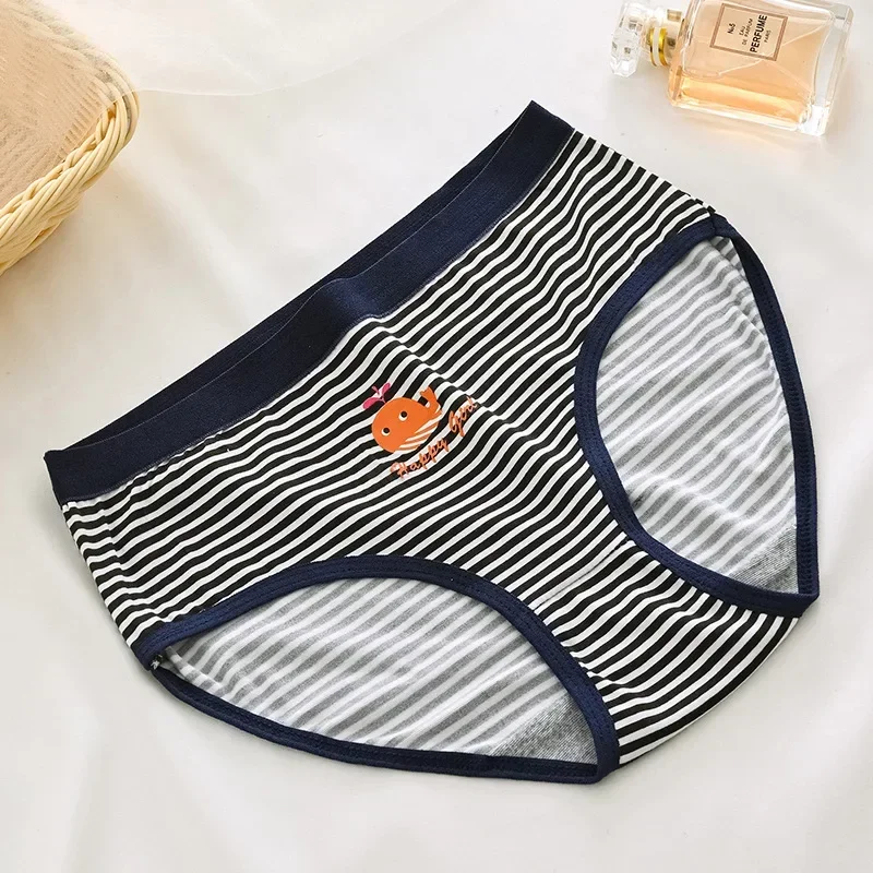 Silk Imitation Women's Panties Middle Waist Breathable Underpants Underwear Female Underpants Printed Briefs Comfort Lingerie