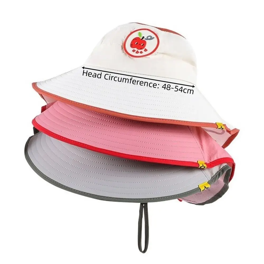 Casual Breathable Sun Protection Hat UV Protection with Strap Beach Sun Hat Adjustable Large Brim Shawl Cap for Children Kids