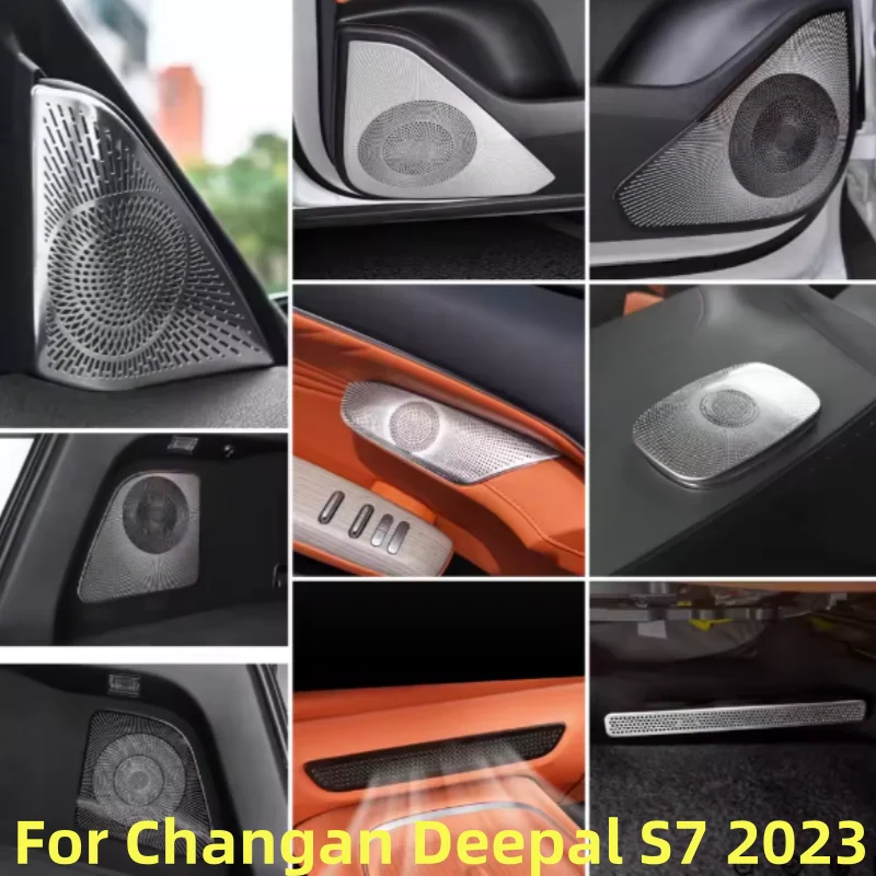 

For CHANGAN Deepal S7 2023-2024 Black Stainless Auto Accessories Interior Door Speaker Audio Horn Cover Trim Frame Sticker