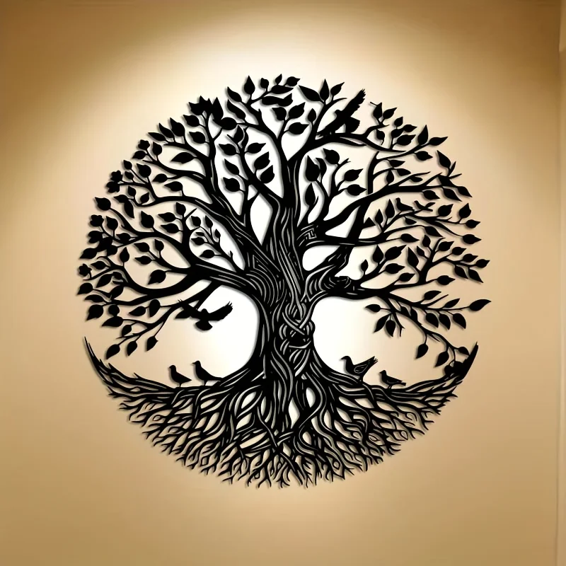1 Piece of Metal Wall Art, Tree of Life Theme, Measuring 39.88 cm X 39.88 Cm. This Decorative Cut-Out Metal Sign Can Be Used as a Creative Sculpture on Your Wall.