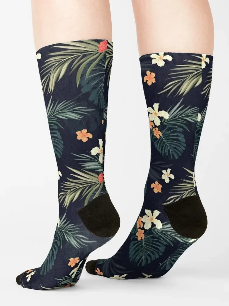 Dark tropical flowers Socks luxury anti slip football cute Boy Child Socks Women's