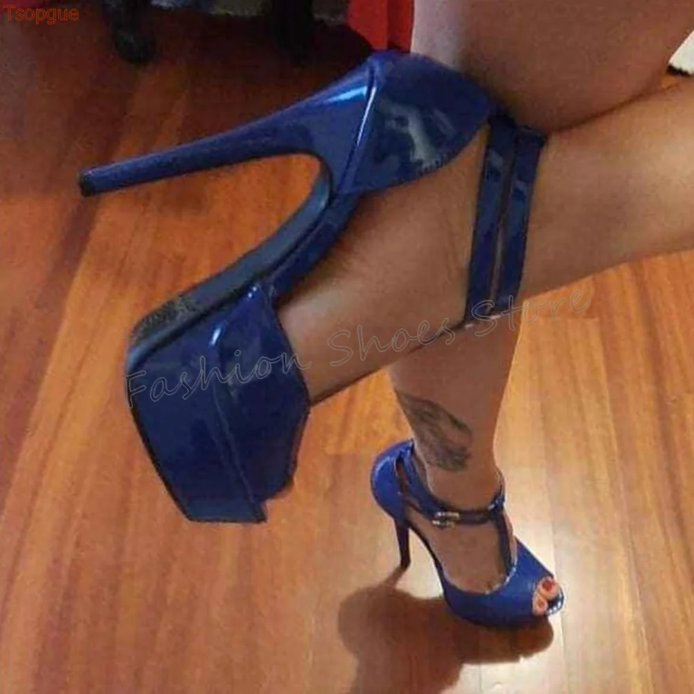 

Blue Platform Ankle Buckle Peep Toe Sandals Stilettos High Heels High Heel Shoes for Women Heels 2025 New Zapatos Para Mujere