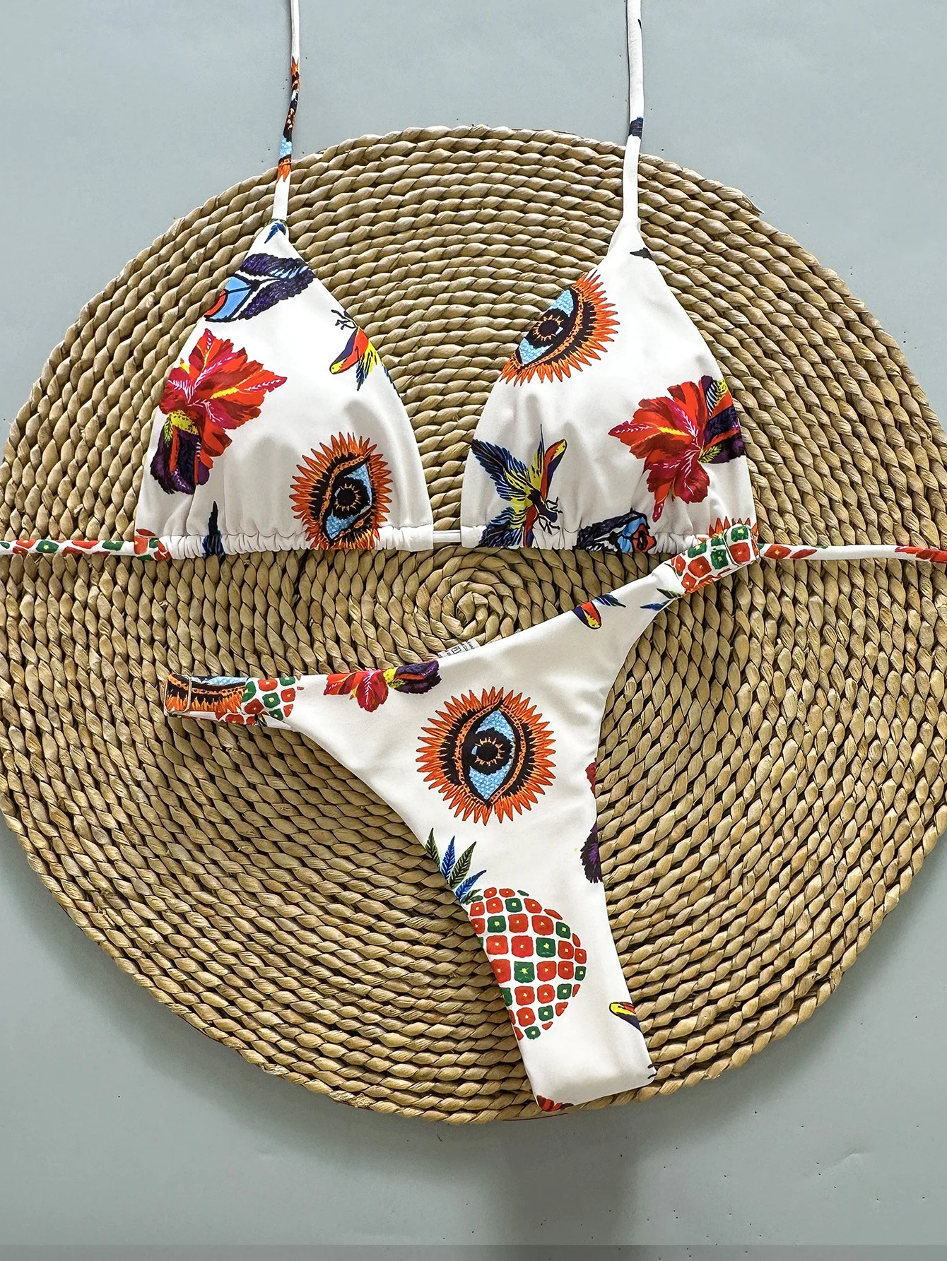 2026 Sexy Tribal Print Bikini Set Women Push Up Tummy Control Two Piece Swimsuit Swimwear Beach Vacation Summer Thongs Swimwears