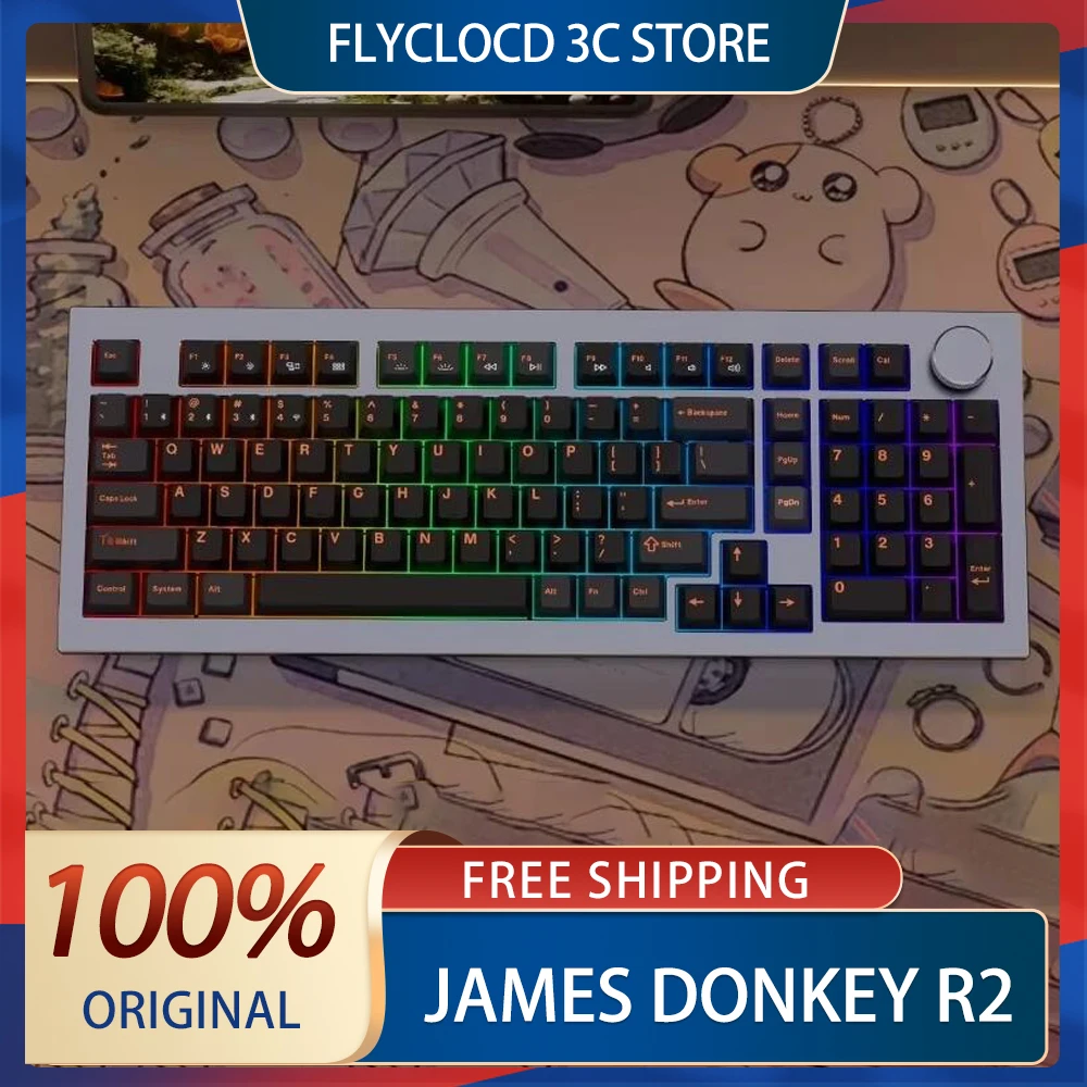 James Donkey R2 2.0 Mechanical Keyboard 3 Mode Wireless Keyboard Aluminum Alloy Hot Swap Gaming Keyboards PC Accessory Constom