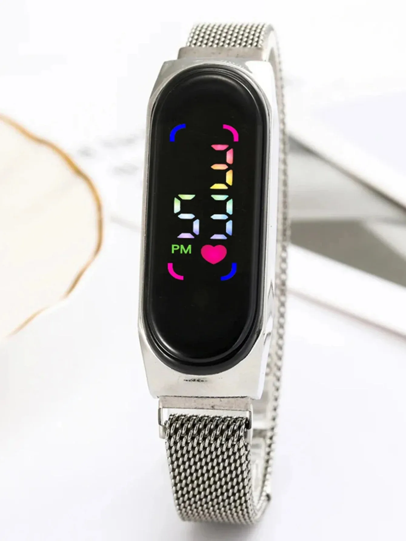 M7 Cartoon LED Student Electronic Watch, Innovative Colorful Sports Mesh Strap Bracelet Watch