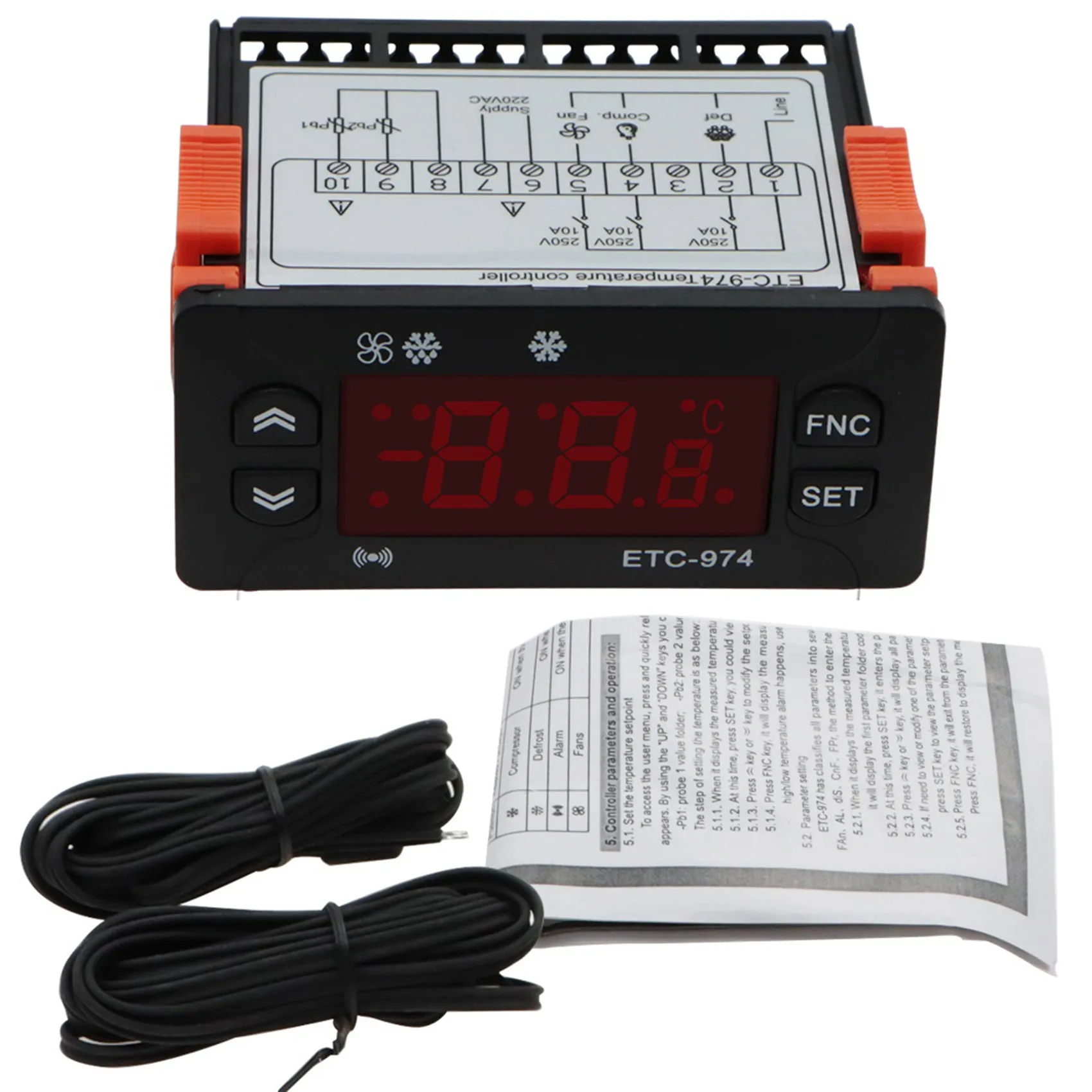 Controlador de temperatura Digital ETC-974, termostato de microordenador, alarma de refrigeración, Sensor NTC de 220V