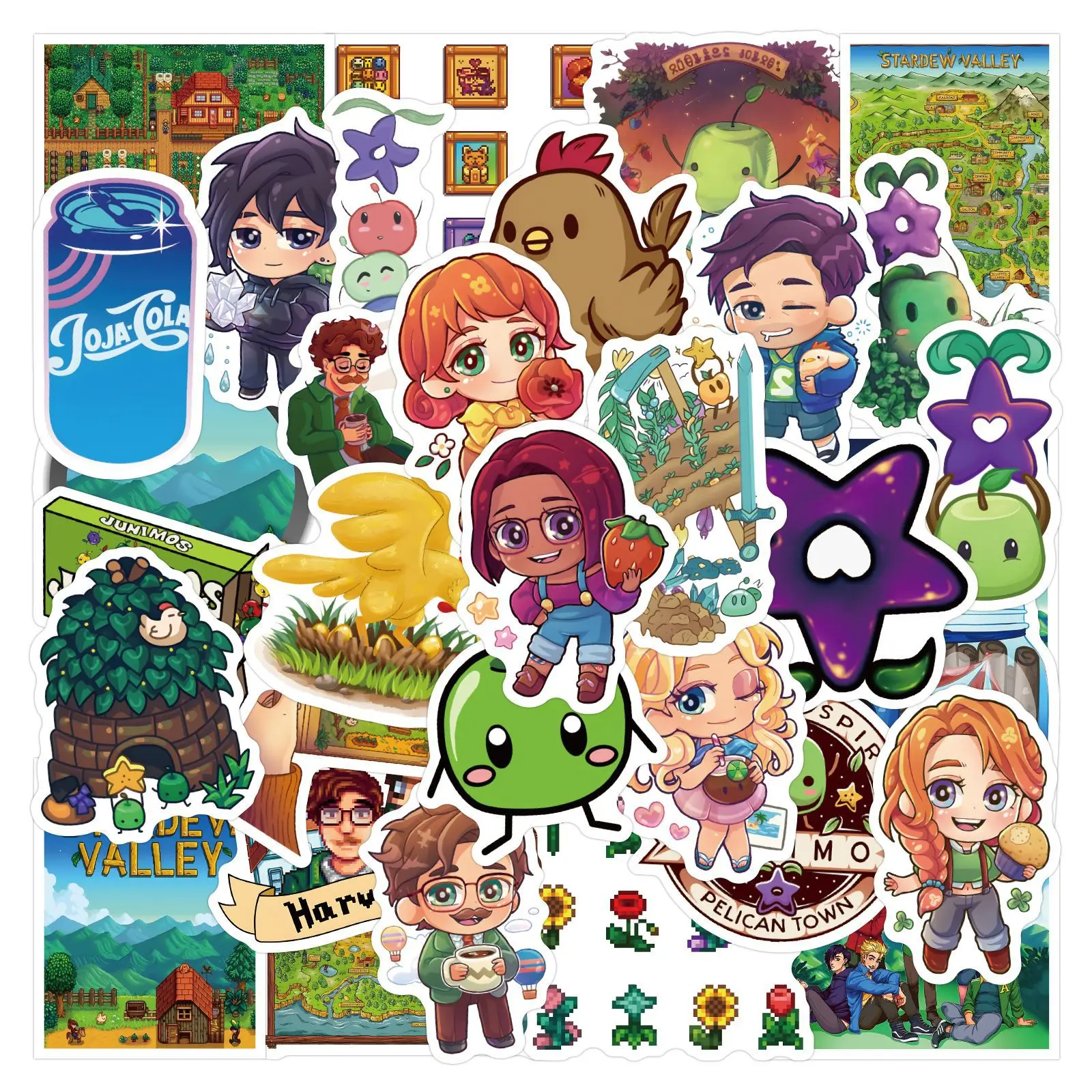 50pcs Stardew Valley Cartoon Decoration Stationery Cup Computer Waterproof Sticker view 6