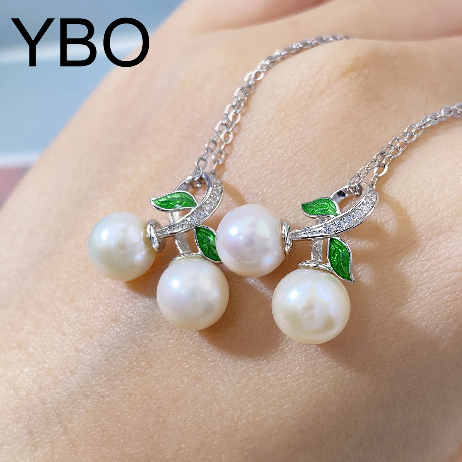 

YBO Natural 8MM Freshwater Pearl Beads Pendant Necklaces Luxury Women 925 Sterling Silver Jewelry Wedding Party Dating Necklace