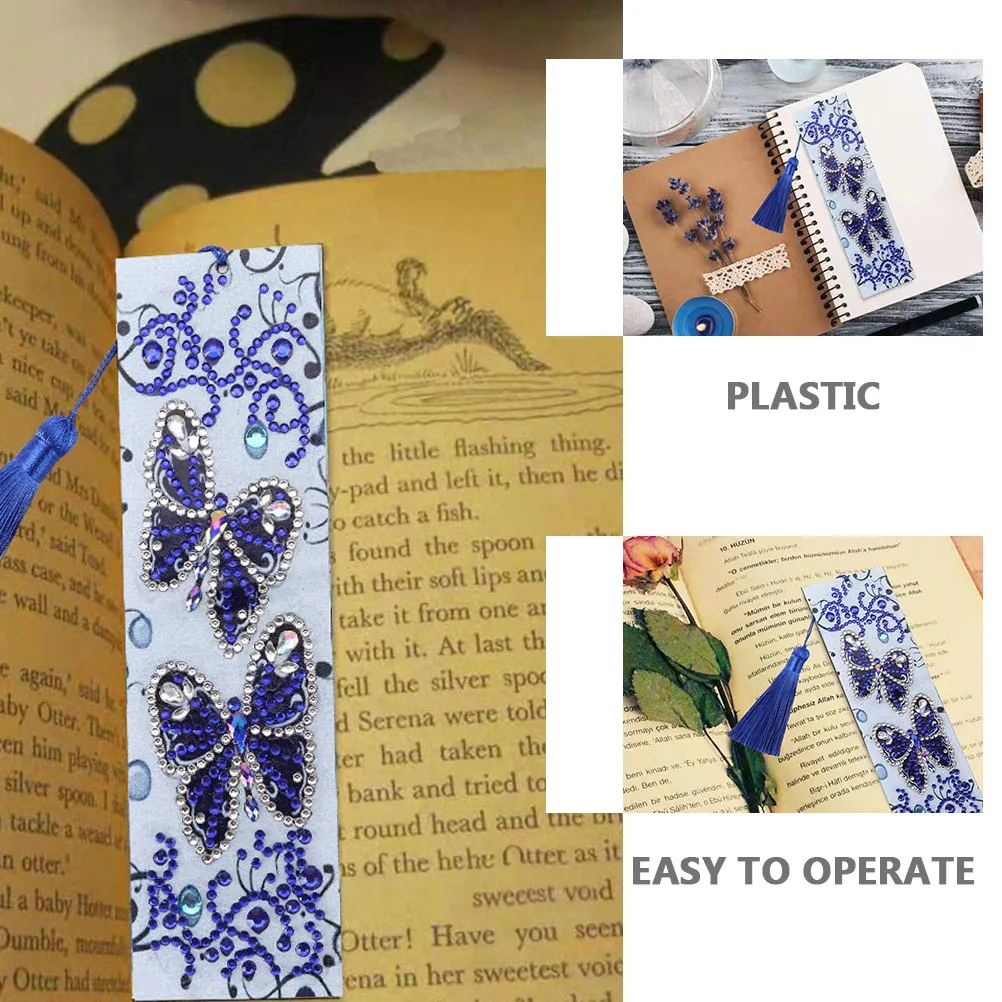 

1 Set Rhinestone Diamond Art Bookmarks Diy Tassel Beaded Page Marker Butterfly Pattern Handmade Unfinished Reading Labels Craft