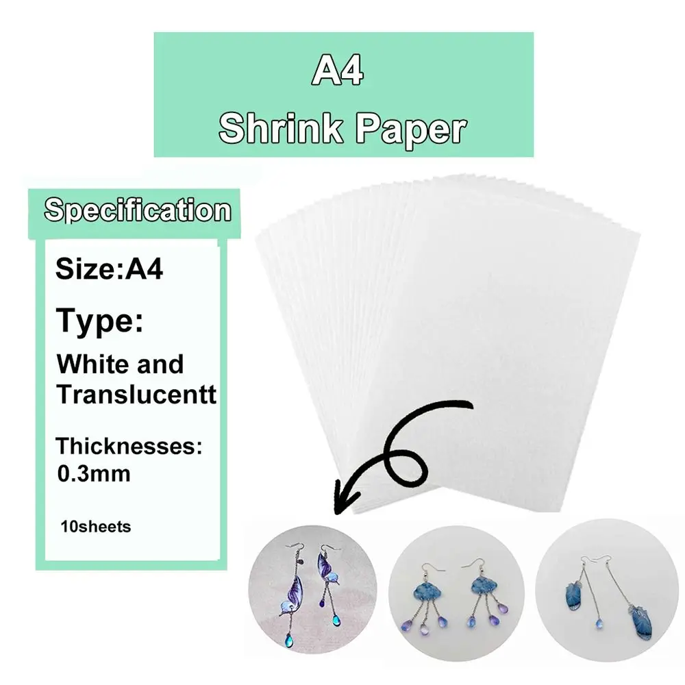 1Pcs Printable Shrink Plastic Sheets Handmade 29x20cm Shrink Film Translucent White Shrinky Art Papers DIY Keychains Crafts